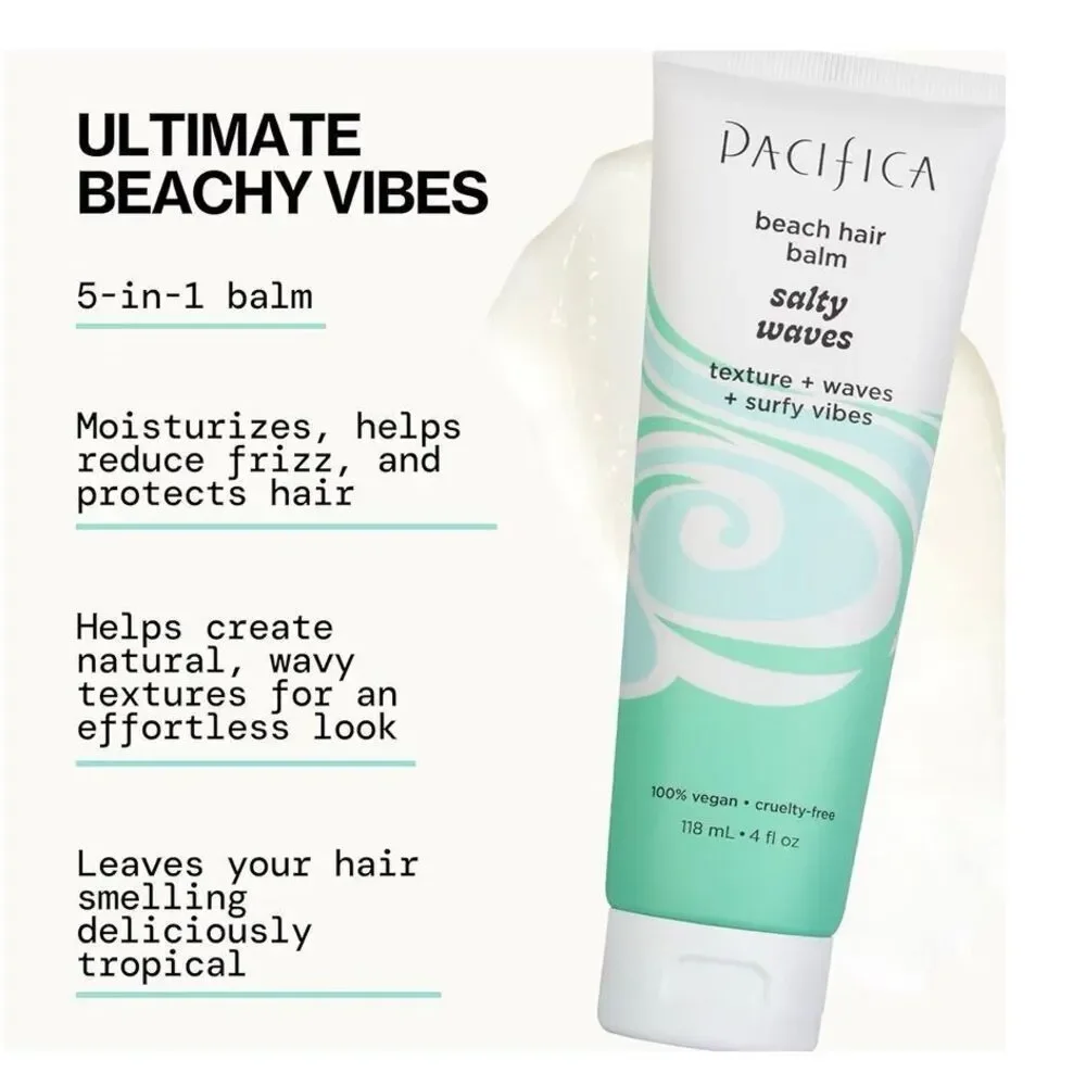 PACIFICA -Salty Waves Beach Hair Balm/4 fl oz/Create Textured Surfer-Style Waves